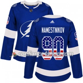 Adidas Maillot de Hockey Tampa Bay Lightning Vladislav Namestnikov 90 2017-2018 Bleu USA Flag Fashion Authentic - Femme